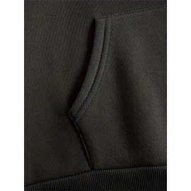 Los Angeles Letter Print Casual Hooded Sweatshirt - Long Sleeves Oversized Hooded Sweatshirt with Popular Extension