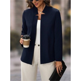 Plus Size, Women's Plus Size Elegant Suit Jacket - Solid Color Professional Blazer, All-Season Casual & Office Wear, Regular Fit for Weddings, Business Meetings, Everyday (Hand Wash/Dry Clean Care) - Versatile Year-Round Outerwear