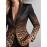 Plus Size - Women'S Elegant Leopard Print Blazer Jacket - Structured Lapel Collar, Tailored Fit with Chest Pocket, Warm BrownRed/Orange Gradient - Formal & Casual Outerwear for Office, Party, Everyday - Autumn/Winter Coat for Women - Stylish Leopard