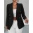 Plus Size - Plus-size Women'S Solid Color Double-Breasted Fitted Waist Long-Sleeved Suit Jacket | Elegant Style with Lapel Collar and Button Details, Perfect for All Seasons