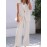 Plus Size Elegant Plain Suit Set, Single Breasted Sleeveless Vest & Straight Leg Pants Outfits, Women's Plus Size Clothing