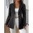 Elegant Plus Size Women's Blazer - Soft Knit, Single Button, Lapel Collar, Solid Color, Machine Washable - Perfect for Fall