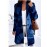 Plus-Size Women's Collar Button- Jacket - Winter-Ready Striped Coat with Chest Pocket, Wrinkle-Resistant Long Sleeve Blazer (Grey/Brown/Beige) for, Casual & Formal Events - Machine Washable Outerwear