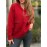 Plus Size Women'S Elegant Casual Fleece Blend Coat - Stand Collar Long Sleeve Jacket with Zipper Closure, Full-Zip Front, Chest Pocket & Structured Fit | Warm Winter Outerwear for Fall/Winter | Solid Color (RedNavy) | Versatile for Everyday & Semi-F