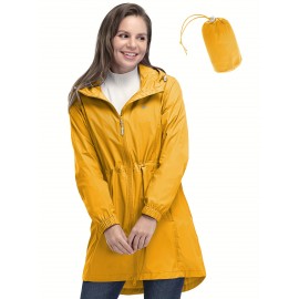 [33,000ft Windbreaker] Lightweight Women's 33,000ft Windbreaker Long Coats | Packable Jacket with Hood Trench Coats for Golf Hiking Travel | Plus Size