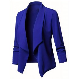 Plus Size - Women'S Elegant Lapel Collar Slim-Fit Long Sleeve Tailored Blazer Jacket - Solid Color Tailored Winter Coat with Structured Lapel Collar & Smooth Texture, Versatile Casual to Formal Outerwear for Fall/Winter, Classic Notch Lapel Design (Pink/Black/Navy/Charcoal Grey) - Adult Women'S Tailored Jacket, Fall Fashion, Office Wear, Highquality Fabric, Durable Material, Stylish Coatigan, Blazer For Women Elegant Brown, Women Blazer Jacket, Blazer For Women 3, Women
