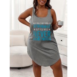 Lady's oversized dress Gray Dress with Inspirational Message 100%, breathable womens tops