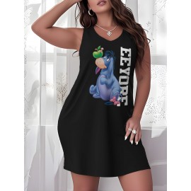 Plus Size Eeyore Sleeveless Tank Dress for Women - Cute Orange Beach & Vacation Cover-Up with 